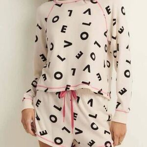Z Supply - Love Is Love Long Sleeve Top & Shorts Set - Size Small